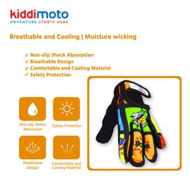 Kiddimoto Kids Cycling Gloves| Anti-Slip Kids Bike Gloves for Boys and Girls| Full Finger Mountain Bike Gloves for BMX, MTB Riding, Gymnastics, Scooters, Skateboard, Balance Bike, Rollerblade.