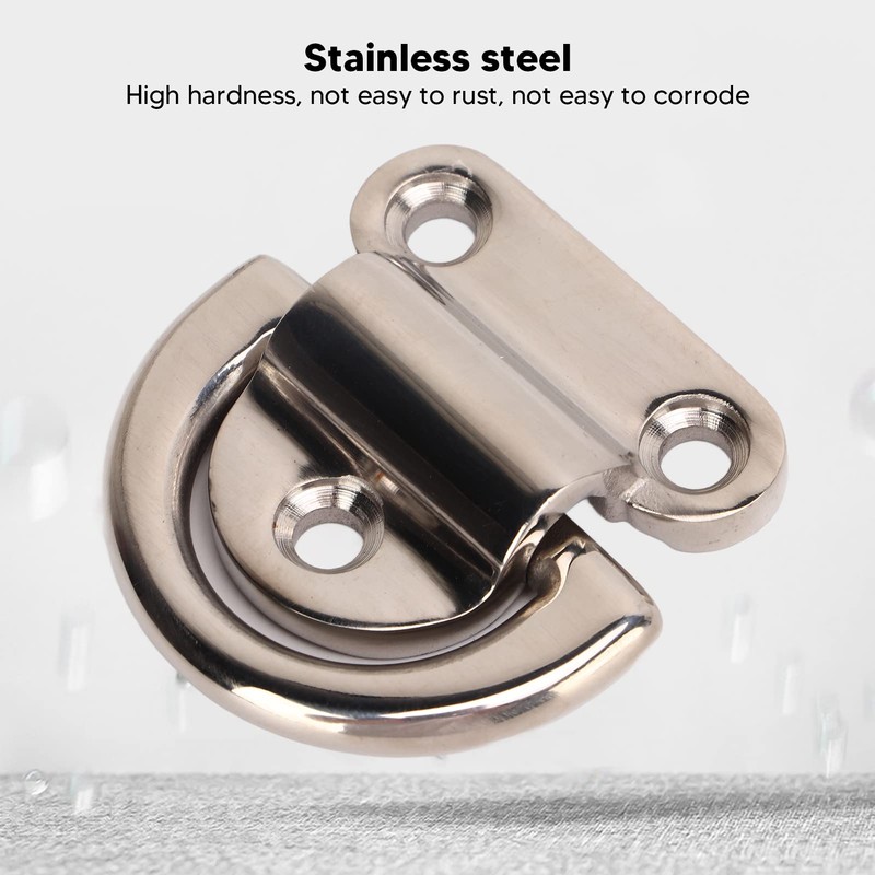4 Sets Boat D Tie Down, Stainless Steel Folding Pad