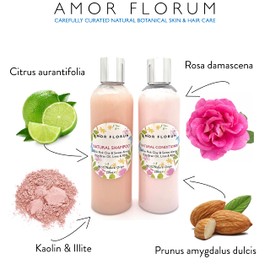 Amor Florum - Conditioner - 98.5% Natural - Pink Clay, Almond, Rose, Lime. Sulfate/Parabens Free. Gentle, Concentrated. pH 5.5 For Sensitive Skin. 250ml