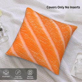 3D Funny Realistic Food Salmon Sushi Decorative Throw Pillow Covers Soft Velvet Throw Pillowcases Home Decor Living Room Cushion Case for Bed Couch Car 18"X18" Creative Gift