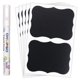 ONUPGO Chalkboard Labels (48 Pack), 4" x 3" Reusable Blackboard Stickers, Waterproof Chalkboard Sticker for Jars, Parties Decoration, Craft Rooms, Weddings, Storage, Organize Your Home & Kitchen