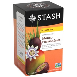 Stash Tea Mango Passionfruit Herbal Tea - Naturally Caffeine Free, Non-GMO Project Verified Premium Tea with No Artificial Ingredients, 20 Count (Pack of 6) - 120 Bags Total