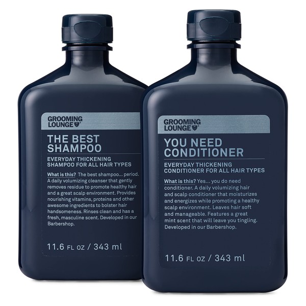 Grooming Lounge Dome Duo, Men's Volumizing Shampoo & Conditioner, Thickens Hair With Biotin for All Hair Types, Sulfate & Paraben-Free 11.6 oz.