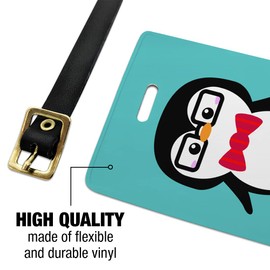 Custom Cute Nerdy Penguin with Glasses Luggage ID Tags Cards Set of 2