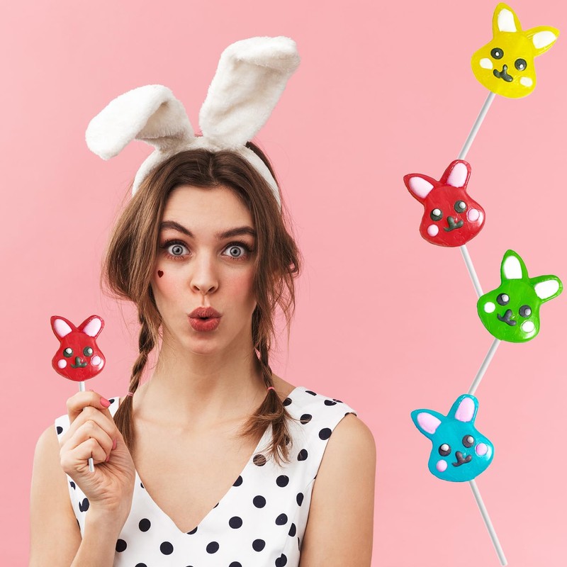 Fruidles Happy Easter Bunnies Lollipops Suckers, Colorful Easter Eggs, Yellow