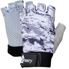 Drasry UV Fishing Gloves Fingerless Sun Protection Men Women UPF50+SPF for Kayaking Paddling Hiking Sailing Rowing Driving (L, White)