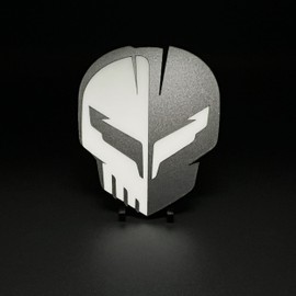 Factotum Motorsports One C8 Jake Skull fits Chevy Corvette Racing Emblems Badges Vette C8R (White)