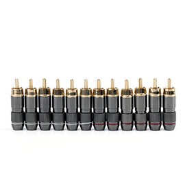 Bruce & Shark (Bruce Shark) 12 Pcs Copper RCA Plug Gold Plated Audio Video Adapter Connector