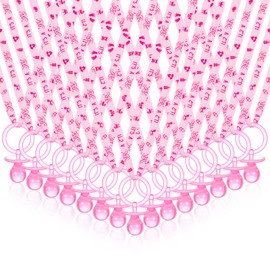 Chengu 100 Pieces Baby Shower Pacifiers Necklace Acrylic Baby Pacifiers Bulk Party Favors Pacifiers Charm Newborn Pacifiers for Boys Girls Baby Shower Party Decorations Table Scatter (Pink)