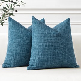 Artscope Christmas Cushion Covers Set of 2 Linen Decorative Square Pillowcases Pillow Covers 60x60cm for Home Decor Sofa Bedroom Car (Navy Blue, 24x24)