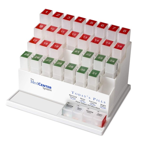 The Original Monthly Pill Organizer with 31 Pill Boxes by MedCenter