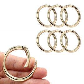 Augiimor - 6 anillos de resorte duraderos, clips de resorte redondos de aleación de zinc de alta calidad, anillos divididos de metal fuertes para bolsos, llaveros y bolsos (oro claro, diámetro