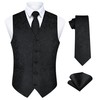 Enlision Men's Waistcoat Paisley Waistcoat Tie Pocket Square Set for
