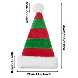 XNIVUIS Father Christmas Hat,Red and Green Stripes Christmas Santa Hat,Plush Christmas Hat,Christmas Party Party Decorations,Thickened Warm Elf Hats,Christmas decorations for Children Adults (1 PCS)