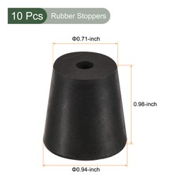 YOKIVE Pack of 10 Rubber Plugs with Hole Conical Plugs with High Temperature Resistance Protection Hole Large for Lab Industry (Black 18 mm to 24 mm)