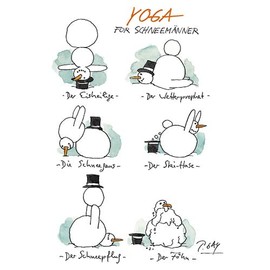 modern times Christmas Postcard A6 Yoga Snowman Cartoon Concept© Gaymann Peter Pack of 3