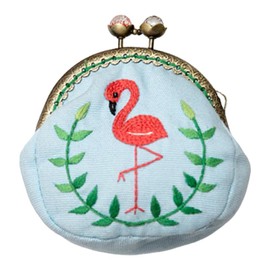 EXCEART - Kit de iniciación de bordado hecho a mano, cartera, herramientas de costura con cierre de beso para mujeres y niñas, estilo flamenco, 3.93 x 1.37 x 3.34 pulgadas
