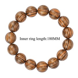 anzhongli Prayer Beads Bracelet 15MM for Men and Women Beaded Bracelet Sandalwood Elastic(15mm 15 Beads Tiger Skin)