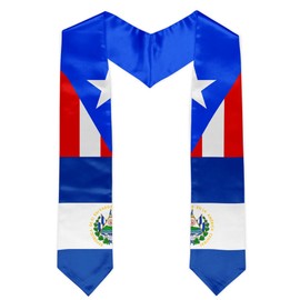 BMHHTM Puerto Rico El Salvador Mixed Flag Graduation Stole Graduation Sash Gift for Graduate 72" Long