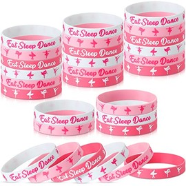 30 Pieces Cheerleading Ballet Dance Themed Party Favors Rubber Bracelets Inspirational Silicone Wristband Motivational Band Gymnastics Bracelet for Women Girl (Ballet Party Style)