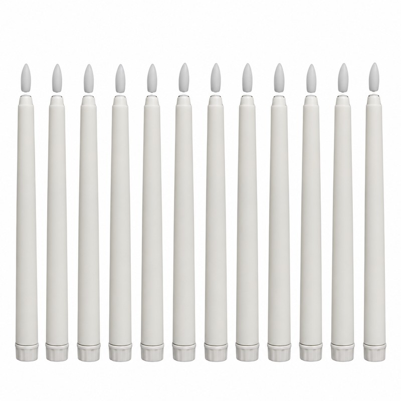 12 PCS Flameless LED Taper Candles – Battery Powered White