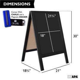 Ilyapa Wooden A-Frame Sign with Eraser & Chalk - 21 x 30 Inches Magnetic Sidewalk Chalkboard – Black Menu Display for Restaurant, Business or Wedding