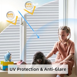DUOFIRE Window Film Blinds Pattern Window Privacy Film, Anti UV Removable Privacy Films, Static Cling Glass Films No Glue Windows Sticker for Bathroom Bedroom Office (23.6 x 157.4 inch)