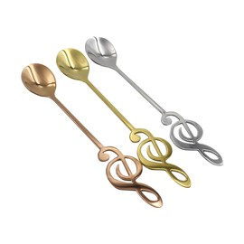 Nicear Set of 6 Coffee Spoons, Stainless Steel Coffee Teaspoon, Musical Note Dessert C Mixing Spoon