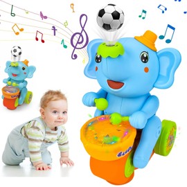 Yizemay Baby Crawling Toy Elephant, Musical Toys for Babies, Electric Running Drumming Elephant Toy, Crawling Toy Montessori Toy from 3 6 10 Months (A)