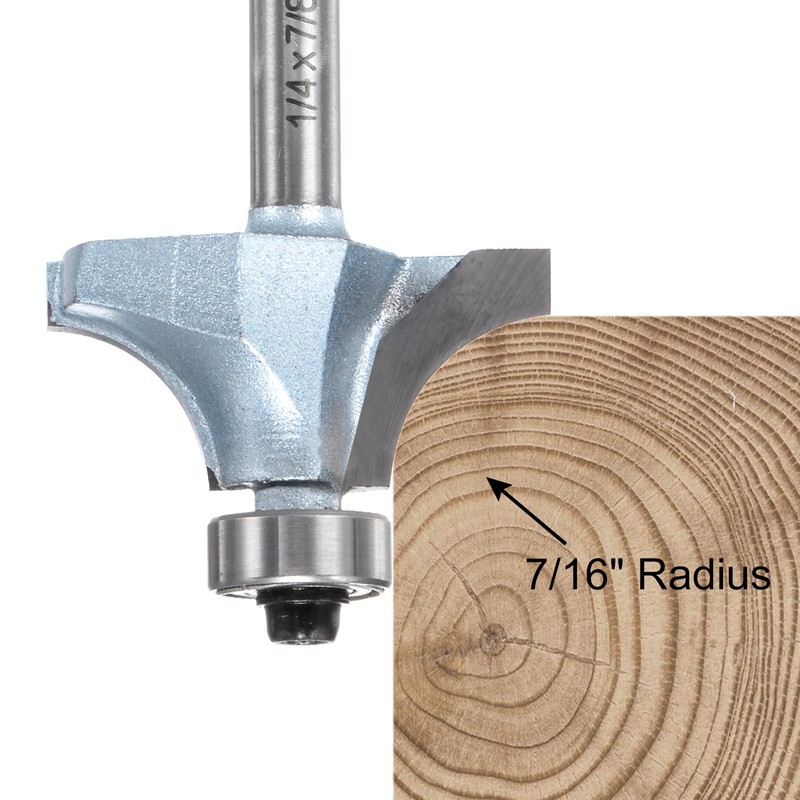 HARFINGTON Roundover Router Bit 1/4 Shank 7/16" Radius Tungsten Steel