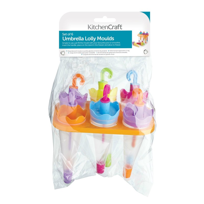 KitchenCraft Ice Lolly Mould with 6 Reusable Umbrella Style Sticks,