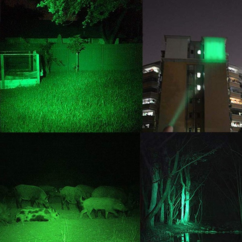Hunting Flashlight - Green LED Handheld Light - Zoomable, Water