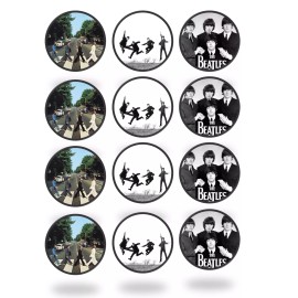 Handmade 12 The Beatles edible paper, cupcake, cookie toppers CHOOSE SIZE - 1.5"