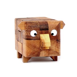Logica Puzzles Art. Piggy - 3D Brain Teaser in Fine Wood - Difficulty 3/6 Hard - Leonardo da Vinci Collection