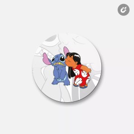 Unbranded Lilo & Stitch Cartoon Kiss | 4'' X 4'' Round Decorative Magnet
