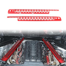 for Corvette C8 Engine Bay Panel Cover Trim Aluminum Engine Compartment Pull Bar Trim Strip Compatible with Corvette C8 Stingray 2020-2024 Back Engine Compartment Cover Accessories 2PCS (B/Red)