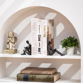 Sziqiqi Book Ends for Shelves Decorative - Cast Iron Bookends for Heavy Books Reading Couple Bookshelf Decorative Objects Metal Modern Statue Book Stoppers Sculpture Gift for Readers Book Lovers Nerd