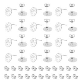 UNICRAFTALE 60 Pieces DIY Stud Earrings Flat Round Stud Earrings 10 mm Textured Stud Earrings Hypoallergenic DIY Stud Earrings Accessories Earring Making Yourself for Jewellery Making