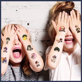 12 Sheets Cute Temporary Tattoos for Kids, Party Supplies Anime Party Favors Birthday Decorations Cartoon Party Decorations for Kids Boys Girls Party Game Reward Gifts