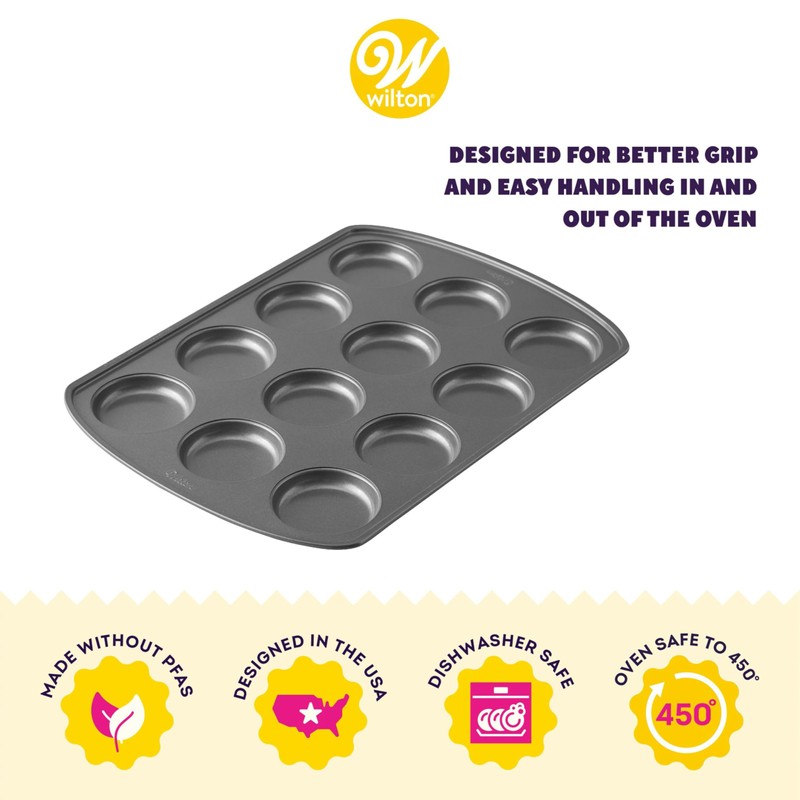 Wilton Gold Non-Stick Muffin Top Pan, Stainless Steel Bakeware, Made