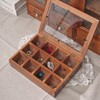 Wooden Tea Bag Storage Box with 12 Compartments, Plexiglass Lid,
