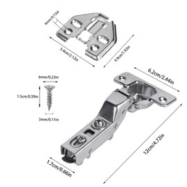 4 Pcs Soft Close Cupboard Hinges 35mm Kitchen Cabinet Wardrobe Door Plate Hinges 105 Degree Stainless Steel Concealed Inset Hinges with Screws and Drilling Template