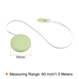 sourcing map Round Retractable Measuring Tape 150cm/60-inch Soft Leather Case Tailors Tape Measure Pocket Size for Body, Fabric, Sewing Measurements, Green