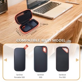 Hard Case for SanDisk Extreme Portable External SSD SDSSDE61 SDSSDE60 SDSSDE30 1TB 2TB, Portable Travel Case for Sandisk Solid State Drive Shockproof Water Resistant Protective Storage Case