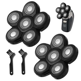 Head Shaver for Bald Razor Men, Razor Head with 6D Shaver Heads, Replacement Blade, Beard Cutter for Head Shaver, Wet/Dry Razor, Bald Men (Black, 2PS)