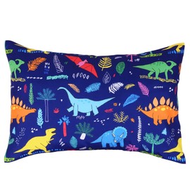 Cloele Kids Toddler Pillowcase Envelope Travel Pillowcase Baby Pillow Cover Fits Pillows Sized 12x16 or 13x18-1 Pack Navy Small Pillow Covers Baby Bedding Pillowcase for Boys or Girls,Dinodaur