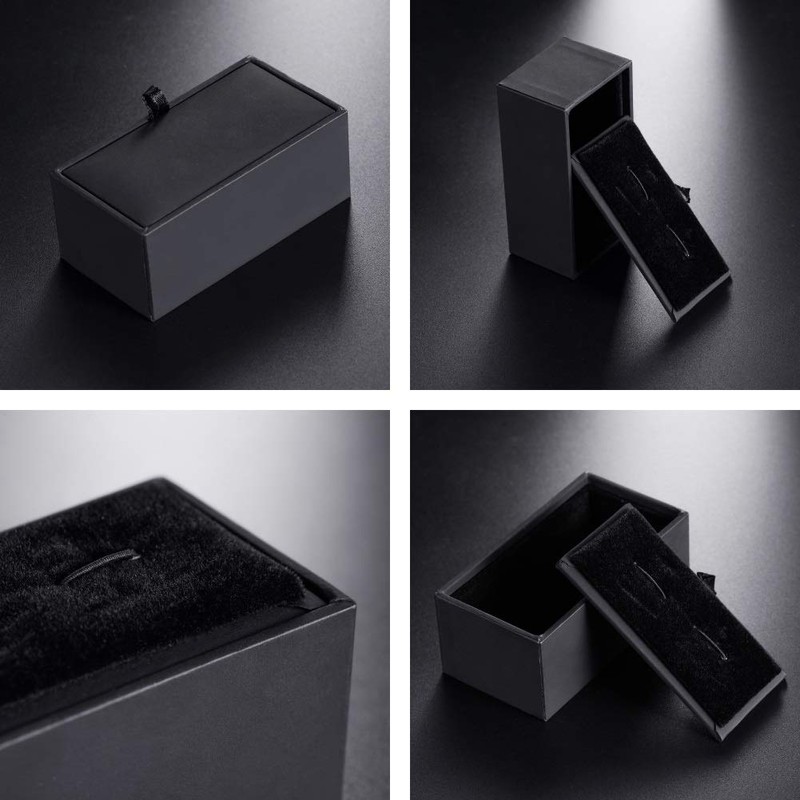 HooAMI Cufflink Box Tie Clip Bar Gift Box Black Jewelry