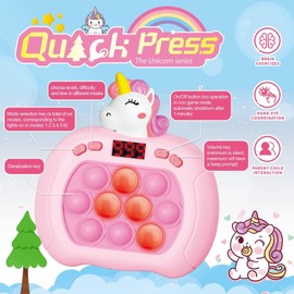 Unicorn Pop Game Fast Push Fidget Toy for Kids Ages 3-12,Pop Light Up Game Handheld Console Sensory Toys for Grils Boys,Unicorn Gifts for Travel Road Trip Activities Car Games Toddlers