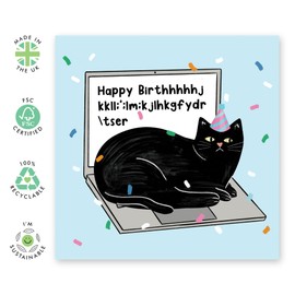 Central 23 Greeting Card For Him Her - Cat On Laptop - Men Women Birthday Card - Greeting Card For Adult - Him Her Birthday Greeting Card - From Friend Bff - Comes With Stickers