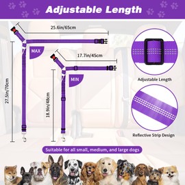 BWOGUE 2 Piece Dog Seat Belt for Car with Elastic Bungee Buffer Safety Seatbelt Car Headrest Restraint Wear Adjustable Metal Buckle Harness in Vehicle Travel for Pet